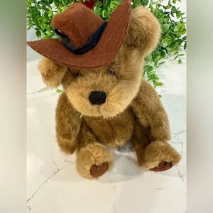 Plush Brown Cowboy Bear Stuffed Toy - Soft Cuddly Comfort